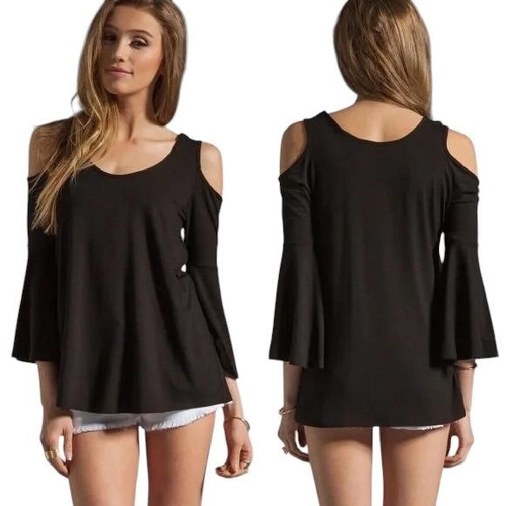 James & Joy Brenda Cold Shoulder Bell Sleeve Top